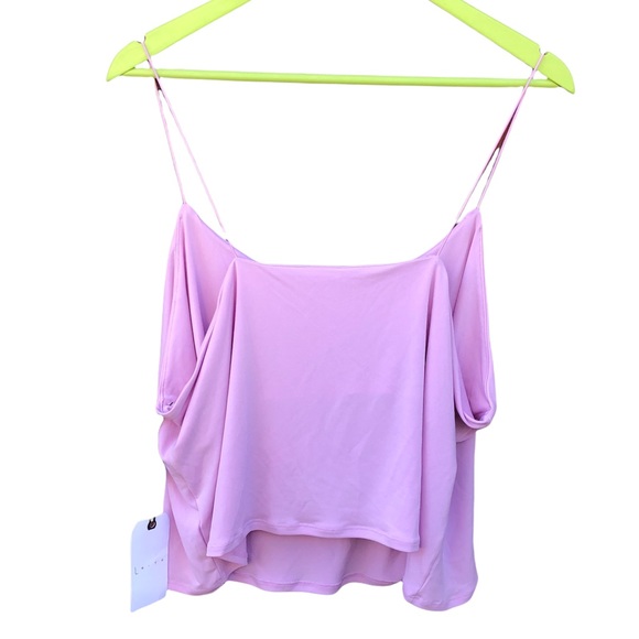 LEITH 3X Pink Tank Top Slinky Sexy Layer Crop Shelf Bra Liner Pullover Lavender - Picture 3 of 5
